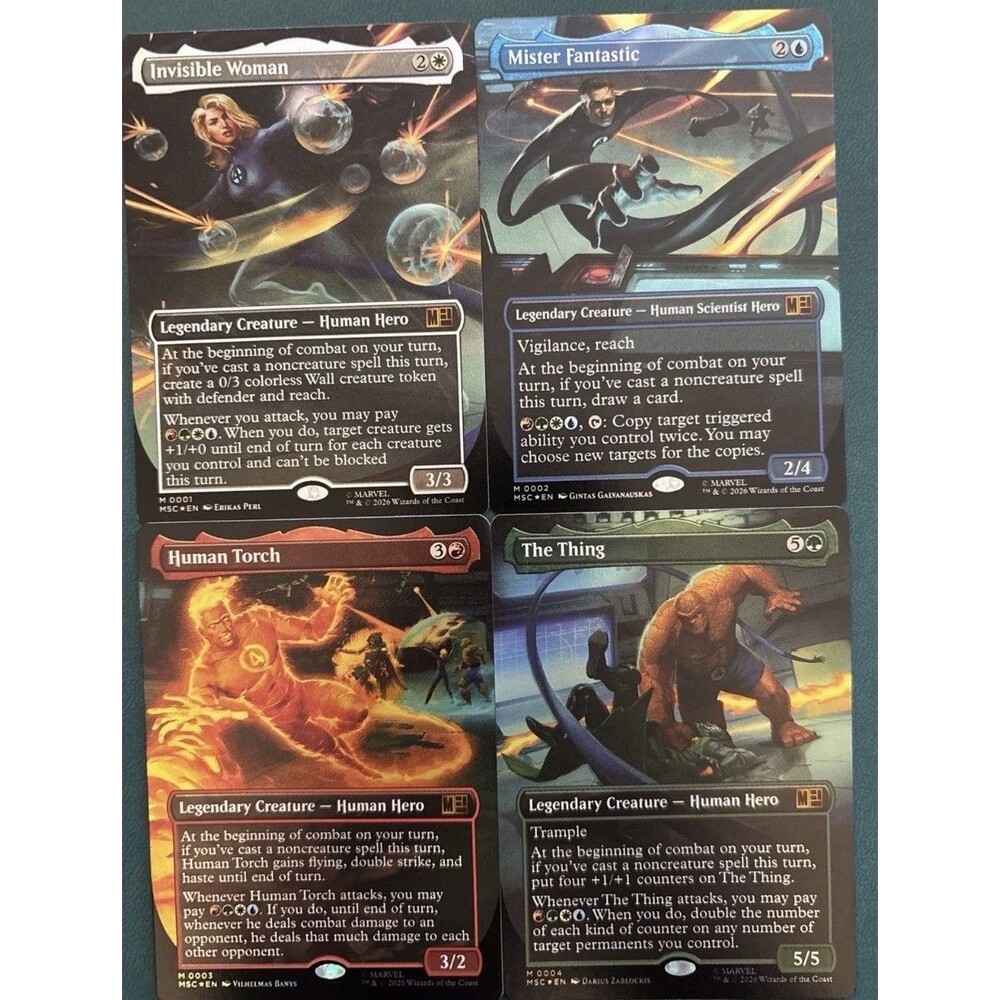 Set of 4x MTG Marvel Super Heroes Fantastic Four Foil 4 Cards MSC M0001-0004